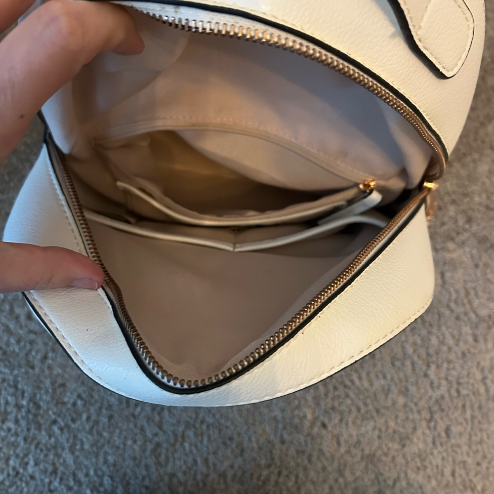 ALDO Structured Mini Backpack White Laser Cut Gold Hardware - Picture 4 of 5